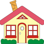 yellow house with red roof - clipart